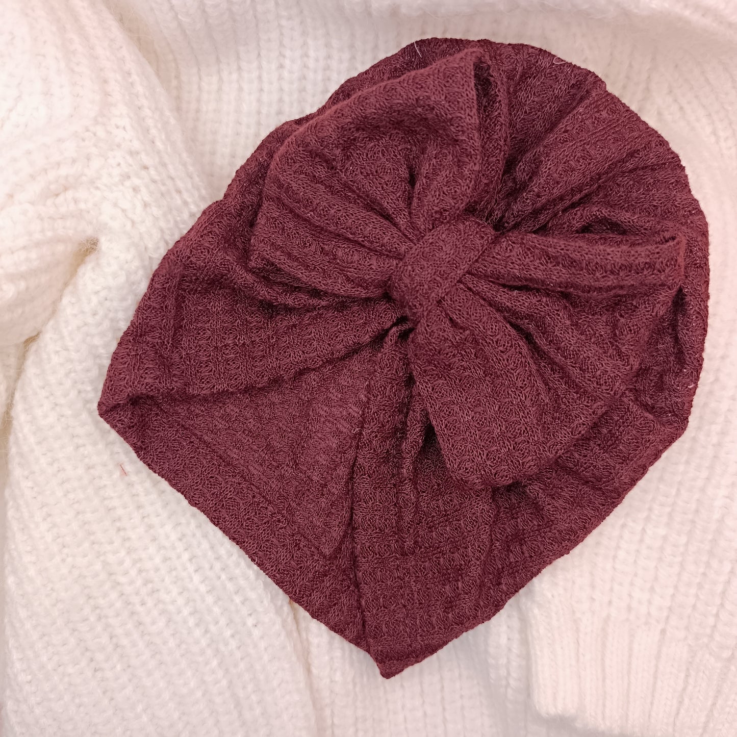 Bow baby turban wine red