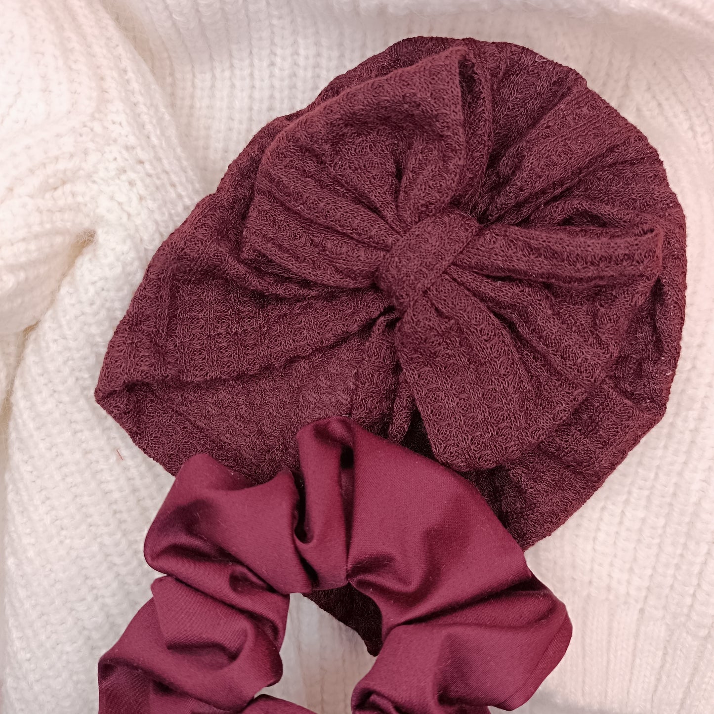 Bow baby turban wine red