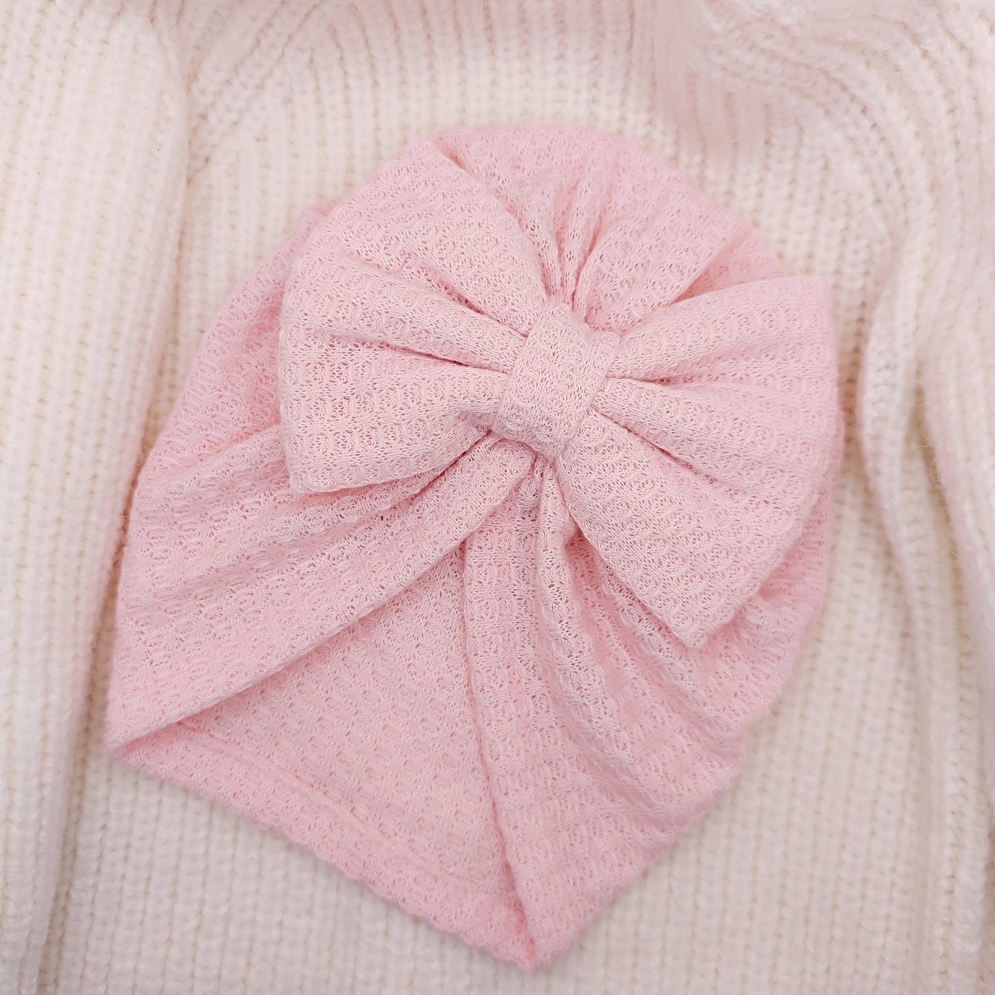 Bow baby turban soft pink