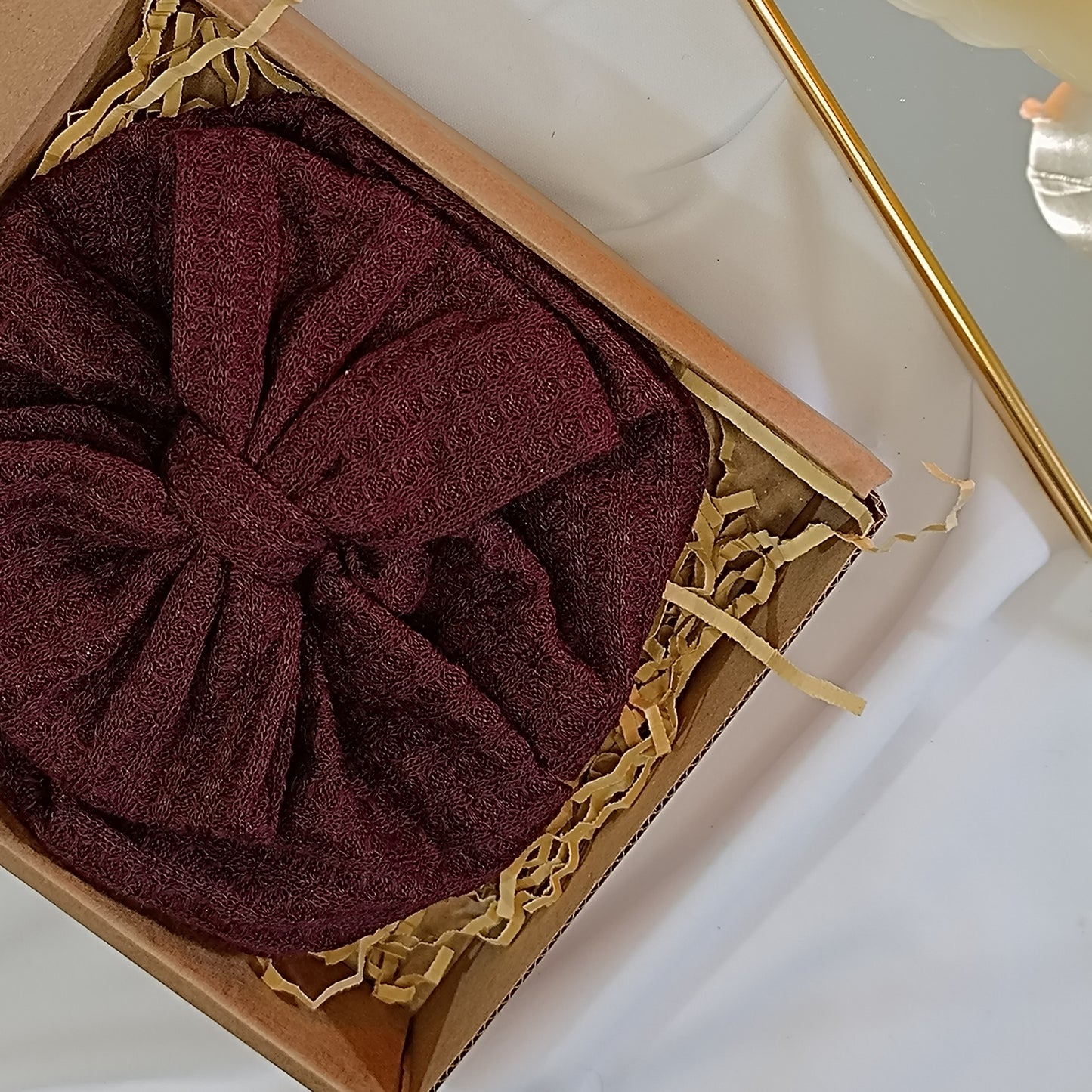 Bow baby turban wine red