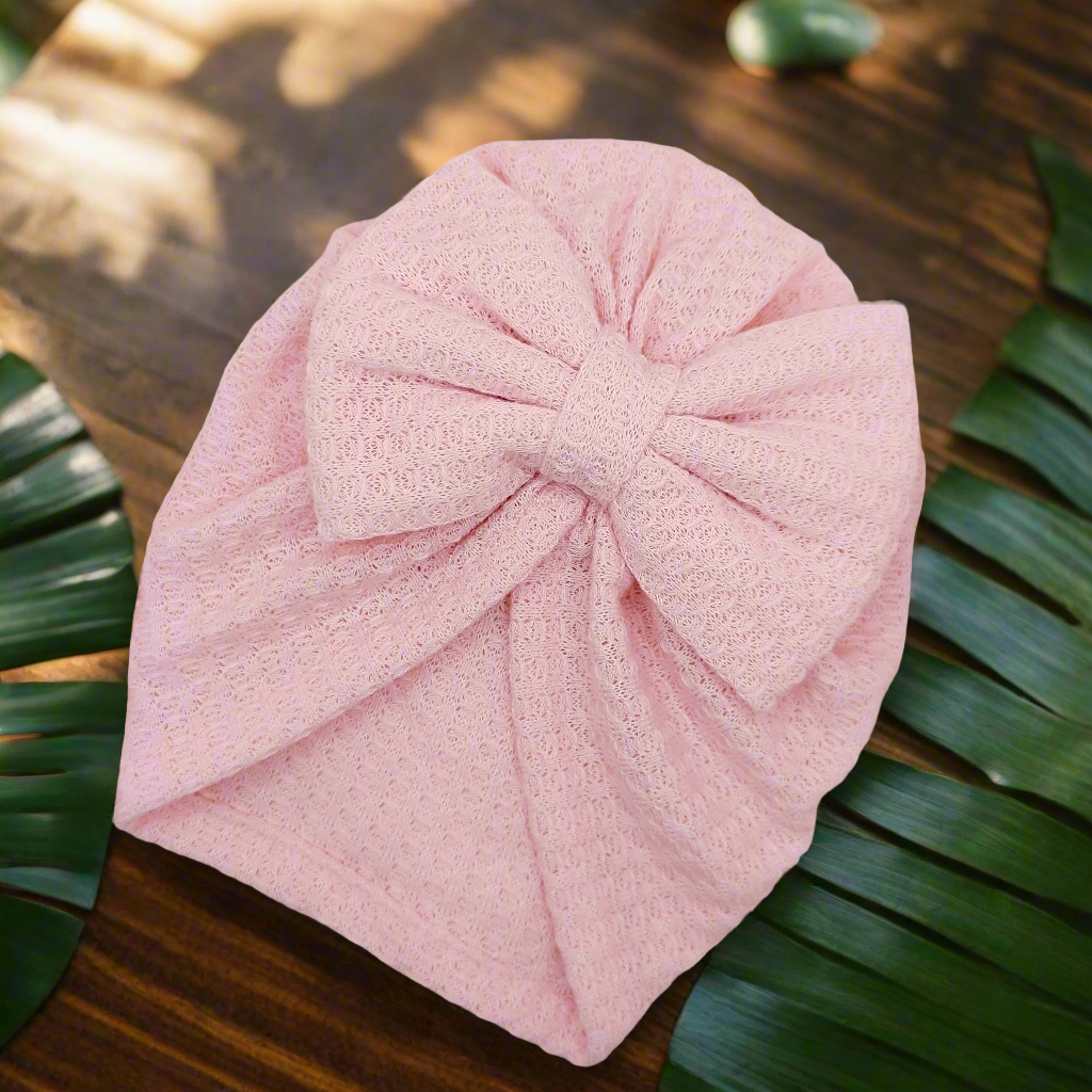 Bow baby turban soft pink
