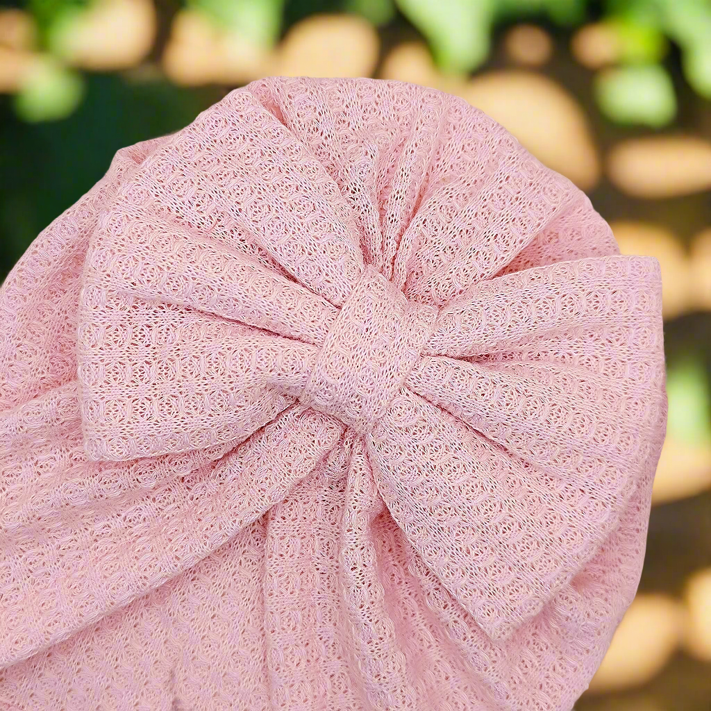Bow baby turban soft pink