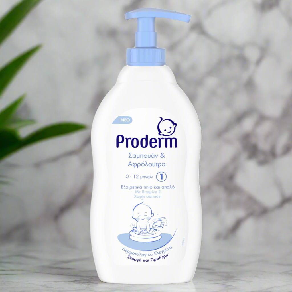 PRODERM σαμπουάν και αφρόλουτρο 0-12 μηνών 400ml